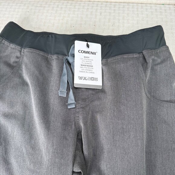 Comenii Womens Size Medium Gray Elastic Waist Technical Workwear Scrub Pants - Picture 6 of 10